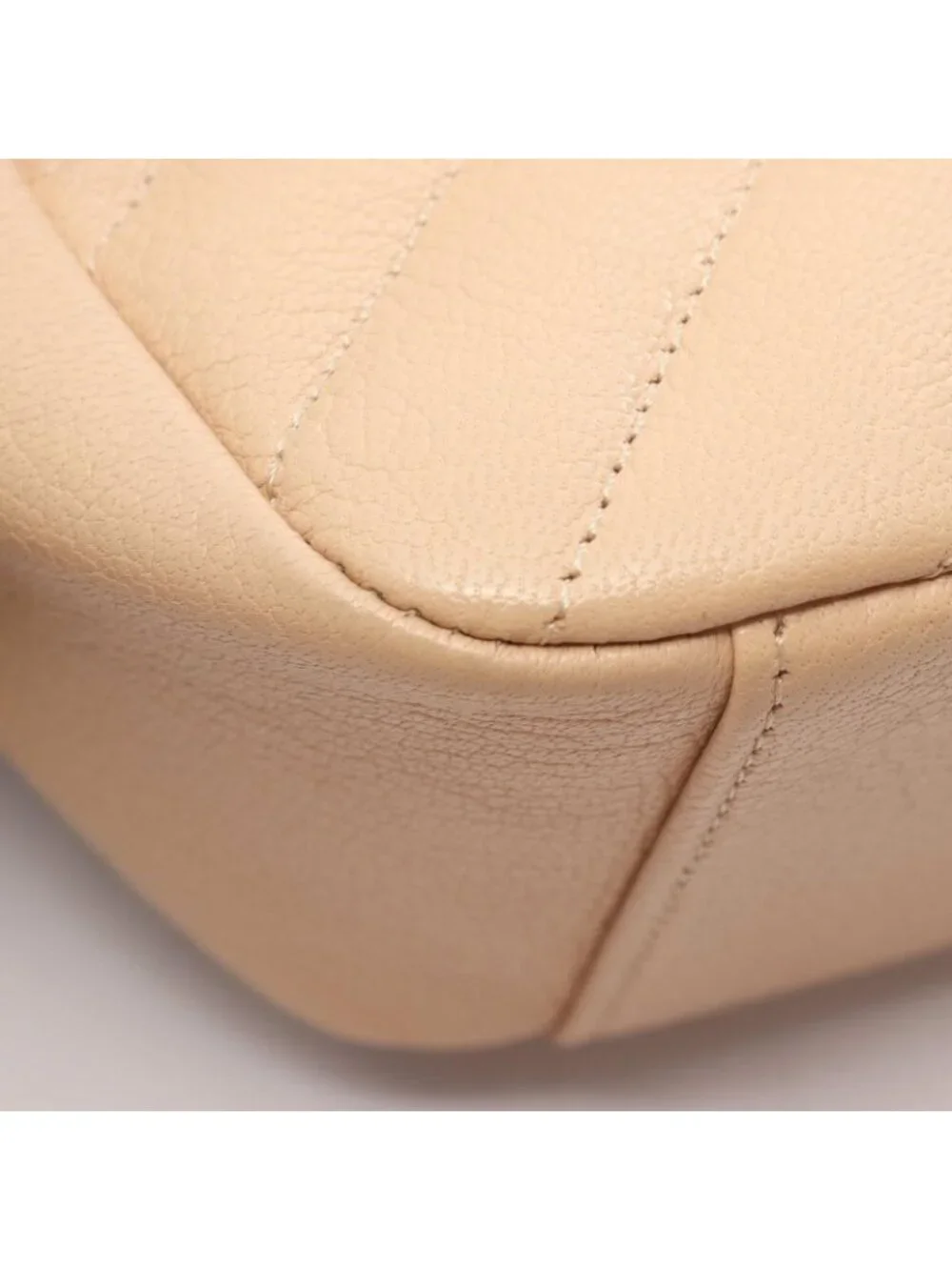 Chanel Shoulder Bag Bias Stitch Antique Gold Beige Leather Chain